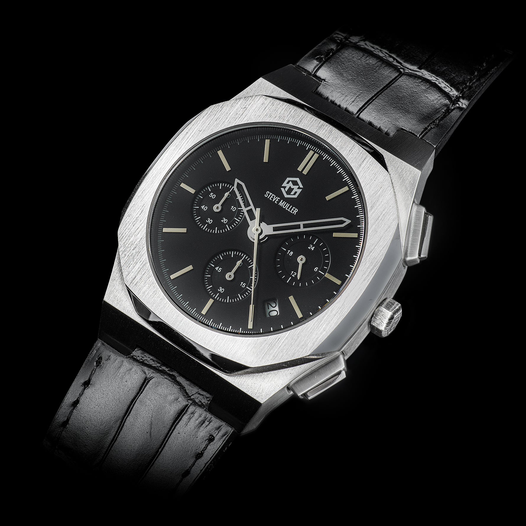 Sigourney Chrono Silver - Black Leather